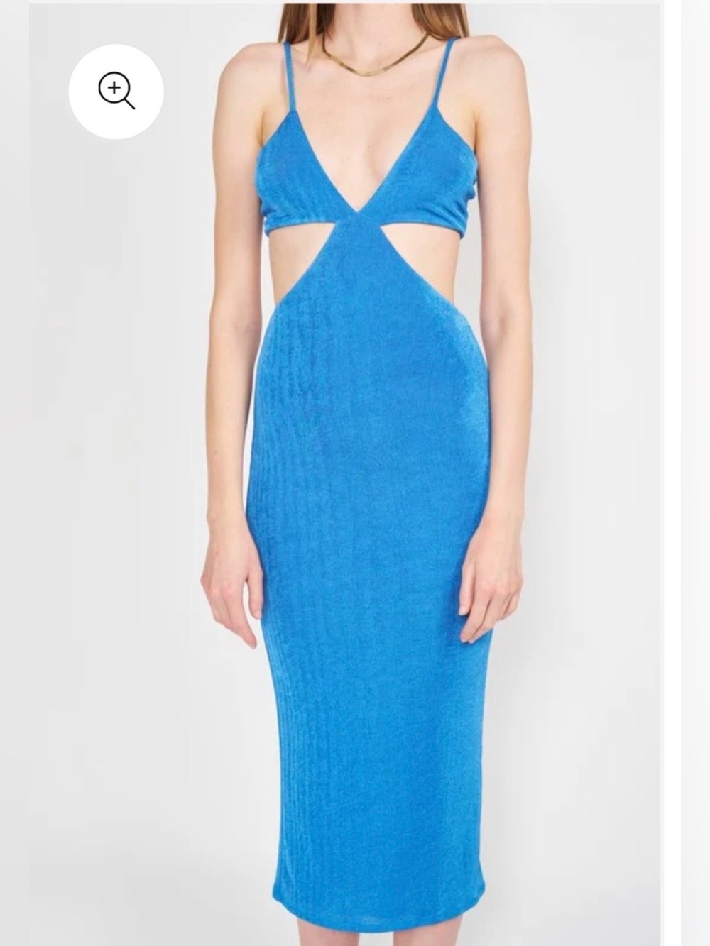 emory park Bright Blue Cutout Spaghetti-Strap Midi Dress